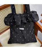 All-match Wave Point Chiffon Shoulder Bag Large Capacity Fairy Mesh Handbag Commuting Bag Korean Style Tote Bag Women
