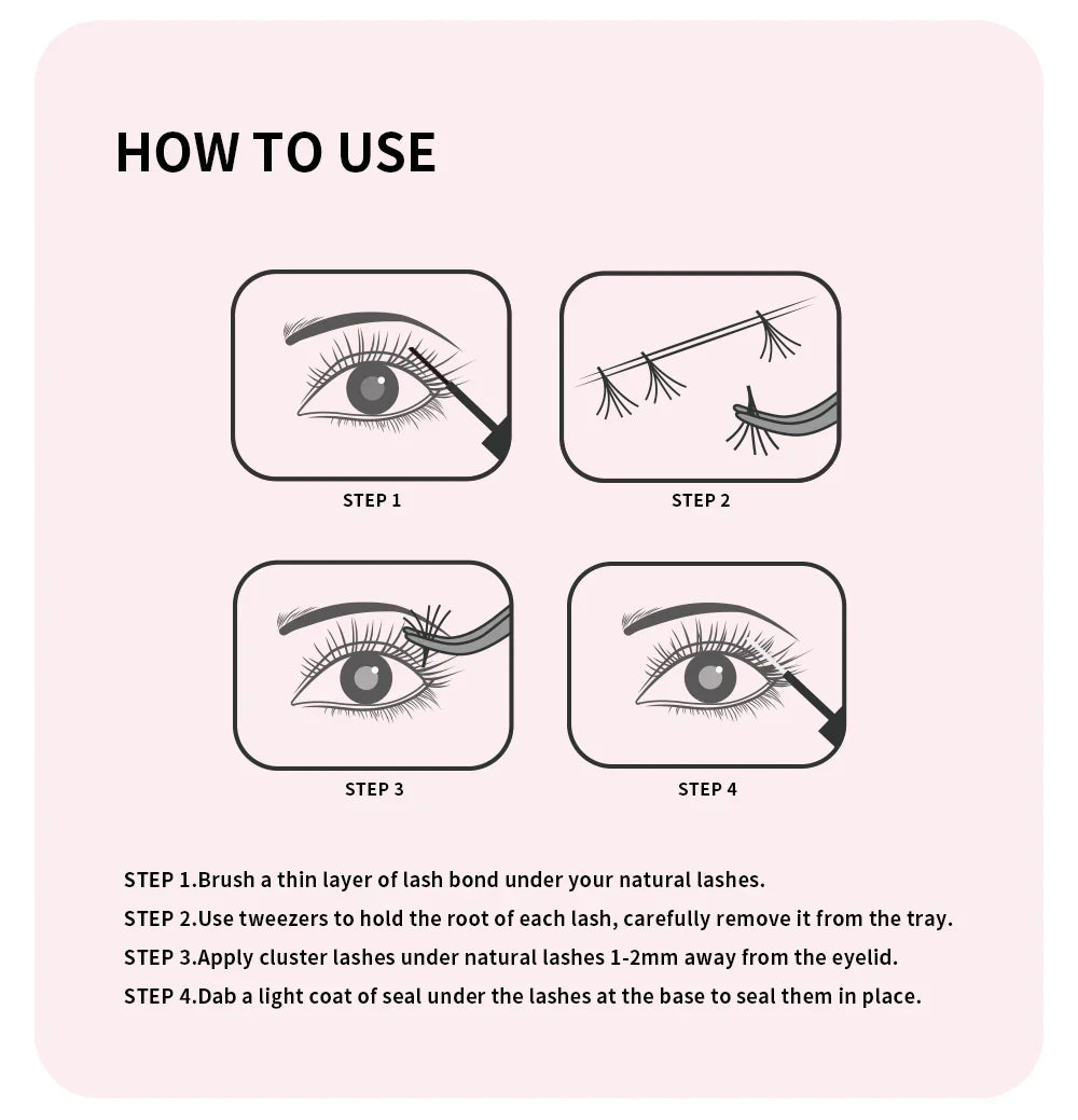 ANNAFRIS 300Pcs DIY Cluster Lash Extension Kit Color individual Lashes Kit with Lash Bond&Seal Remover Tweezers