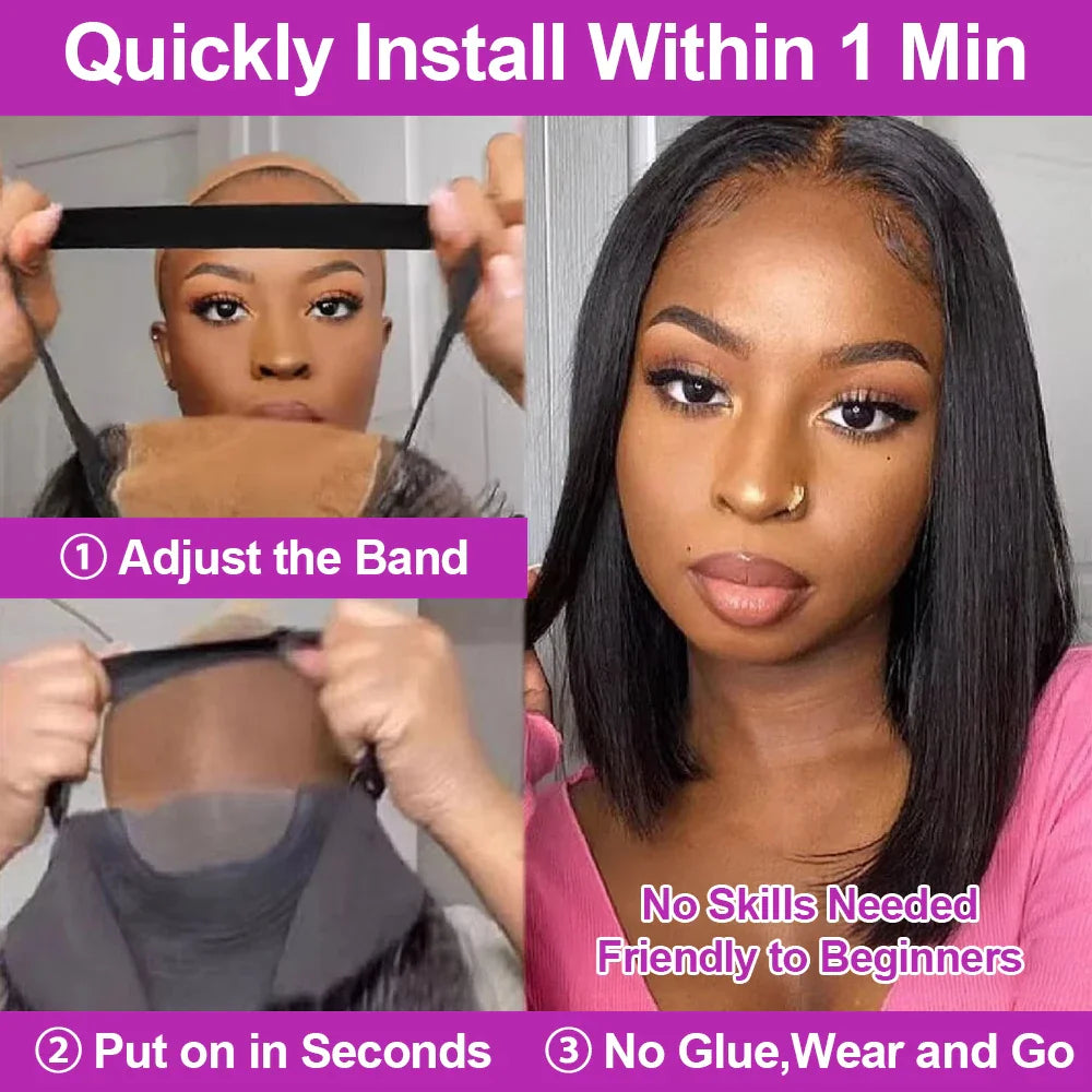 100% Human Hair Wig Glueless Braided Closure Hd Lace Frontal Wig Pre Cut Vietnamese Straight Short Bob Lace Front Wig for Women