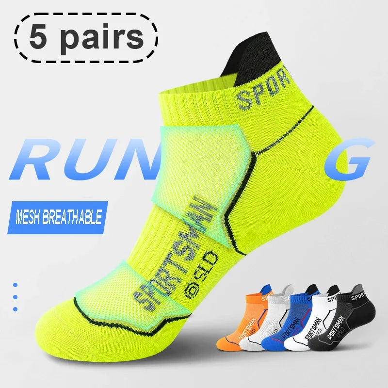 5 Pairs sport Socks High Quality  Men's Summer Man Short Socks Breathable Ankle Socks Cotton Black Thin Cut Run Men Socks