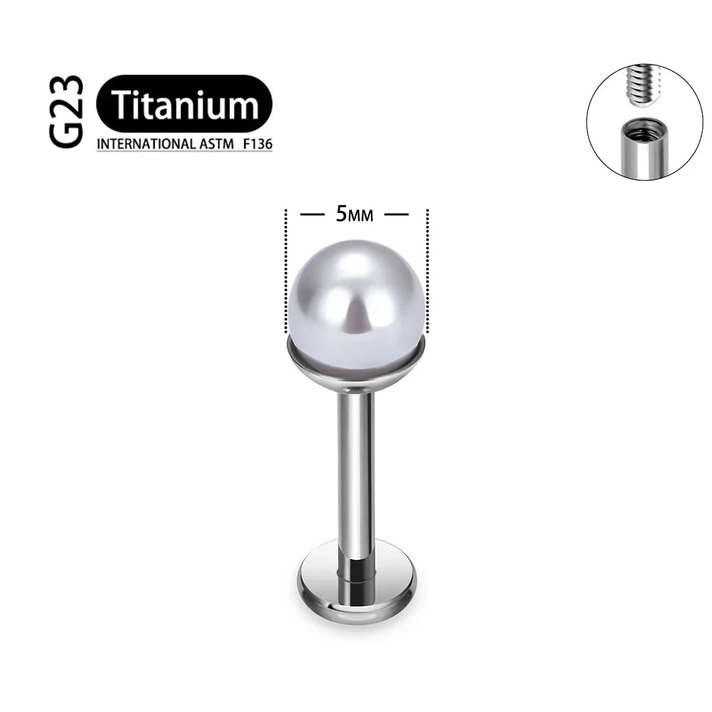 ASTM F136 Titanium 16G Bowl shaped Pearl Earring Helix Tragus Cartilage Stud Earlobe Lip Piercing Jewelry