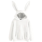 2025 autumn and winter new women's clothing Harajuku Wei hooded rabbit hoodie solid color loose casual women's top women's coat