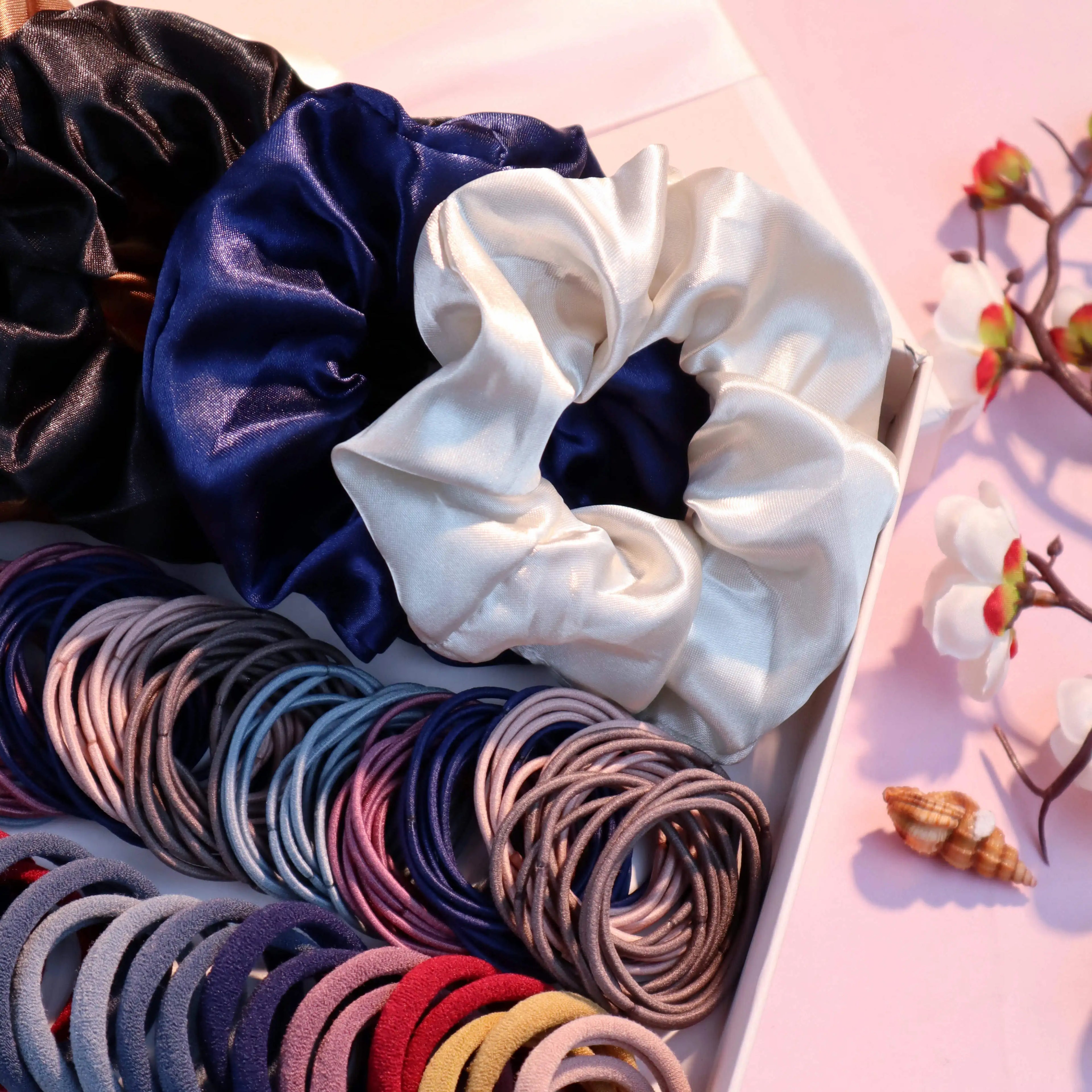 1085PCS Dark Hair Accessories for Woman Set Seamless Ponytail Holders Variety Hair Scrunchies HairBands Scrunchy Hair Ties