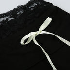 Cuteandpsycho Lace Patchwork Bow Straight Pants Y2K Fashion Aesthetic Cute Trousers Harajuku Streetwear Joggers 2000s Bottoms