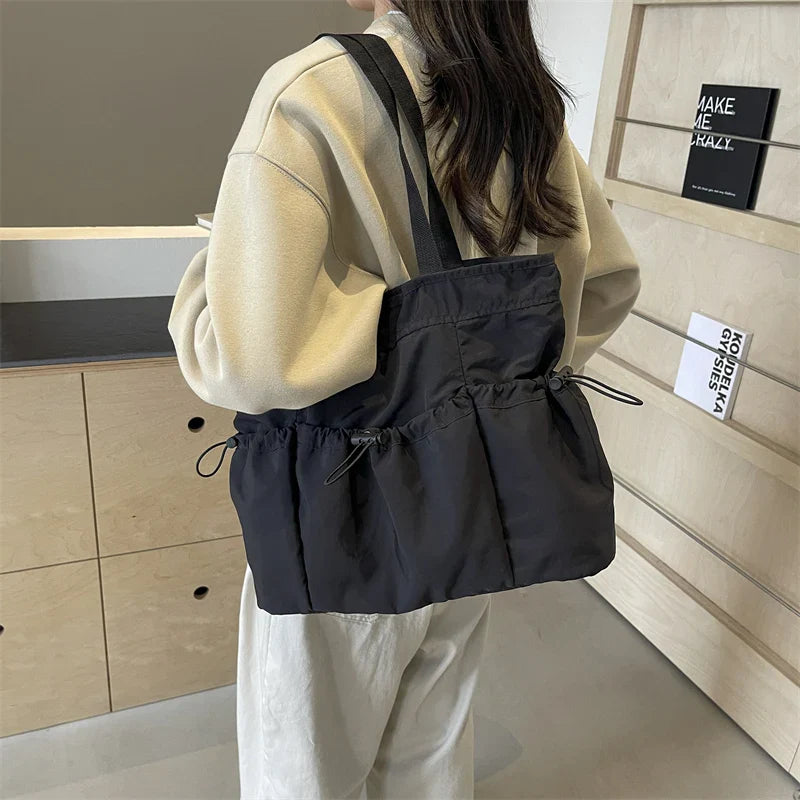 1 Piece Large Capacity Tote Bag fashion Shoulder Canvas Bag Work Commuting Bucket Bag