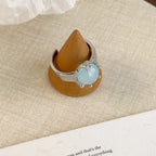 925 Sterling Silver Rings for Women Couple Minimalist Handmade Simple Blue Stone Star Ring Party Jewelry Gift Prevent Allergy