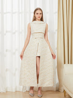 Elegant Dress 2024 Summer New Fashion Women Long Maxi Backless Sleeveless Split Jacquard  Dresses Evening Dress Robes