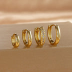 4PCS Set Stainless Steel Huggie Minimal Hoop Earrings 6/8/10mm Crystal Zirconia Helix Tragus Cartilage Earrings Piercing Jewelry