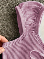 2024 Solid Color Ribbed Knotted Tank Top Casual Round Neck Tank Top For Spring & Summer Women's Clothing Knit Crop Top