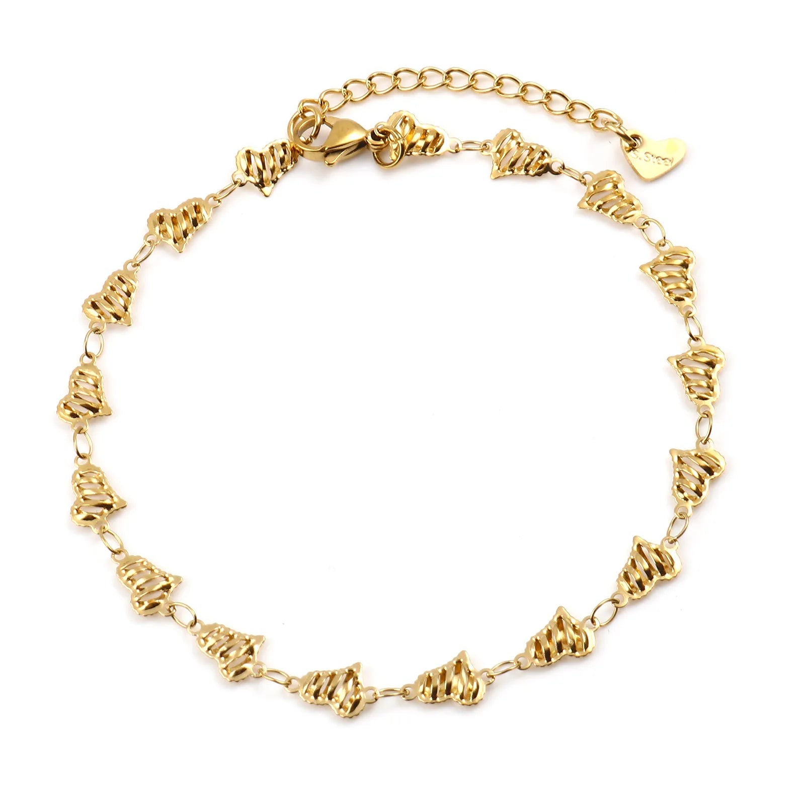 DoreenBeads Stainless Steel Anklet Gold Color For Women Beach Foot Leg Chain Ankle Bracelets Jewelry Gift 22.5cm-23.5cm, 1 Piece