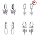 Earrings For Women Silver 925 Fashion Butterfly Snowflake Earrings Cubic Zircon Ear Studs Silver 925 Original Jewelry Gifts