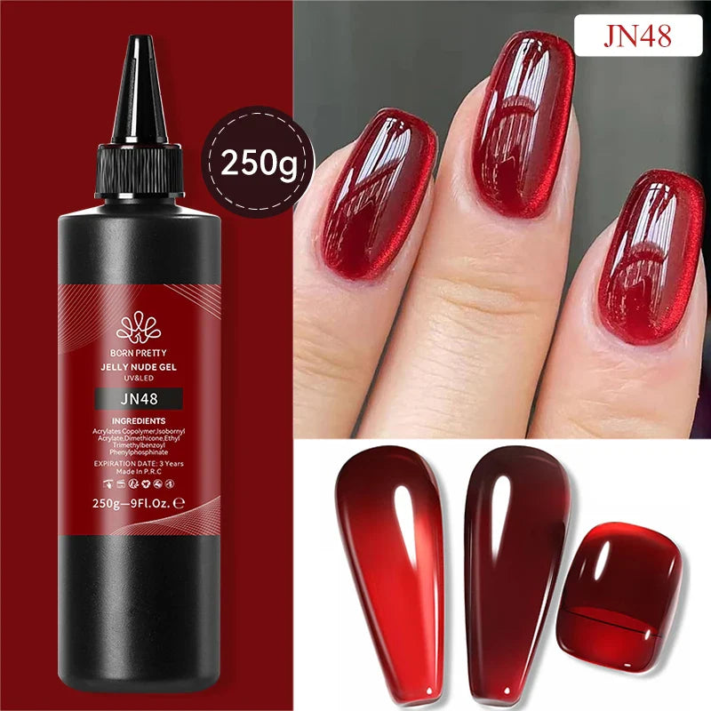 BORN PRETTY 250g Translucent Jelly Red Nude Gel Nail Polish Winter Autumn Manicure Soak Off UV LED Nail Art Gel Christmas Red