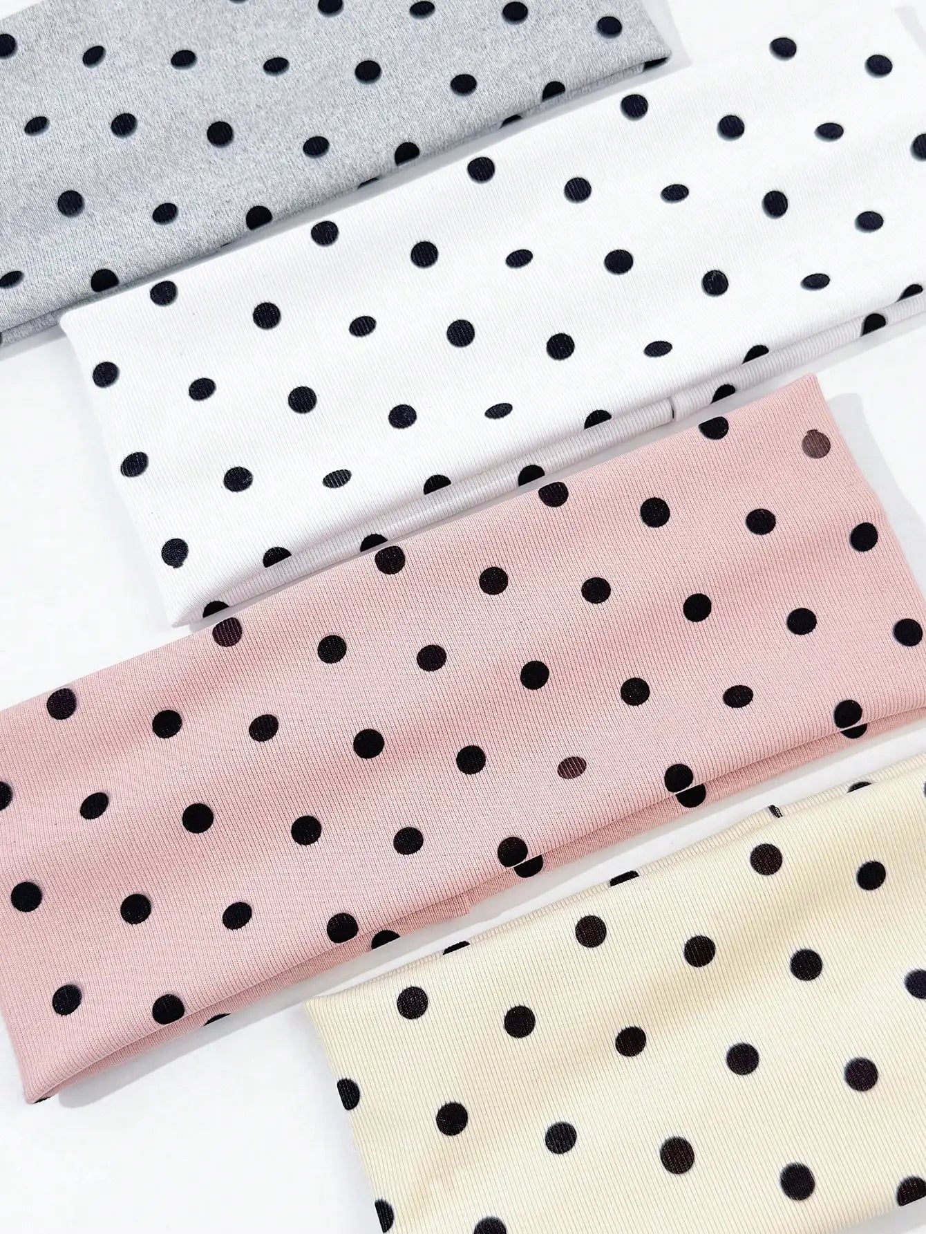 4pcs/set Ladies Polka Dot Print Wide-Edge Elastic Hair Band Face Makeup Sports Headband Stylish Hair Accessory for Women