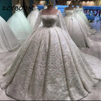 Customized Elegant Ball Gown Square Collar Wedding Dresses For Women Appliques 2025 Court Train Bridal Gown Vestidos De Noiva