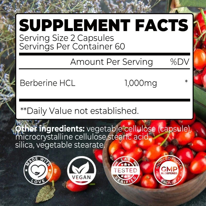 Berberine Extract 1000 Mg - Supports Gastrointestinal and Overall Health with Antioxidant Benefits Supplement