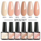 6PCS/SET Glitter Bright Pink Peach Gel Nail Polish Kit Spring Colorful Semi Permanent Soak Off Art UV Gel Varnish For Manicure