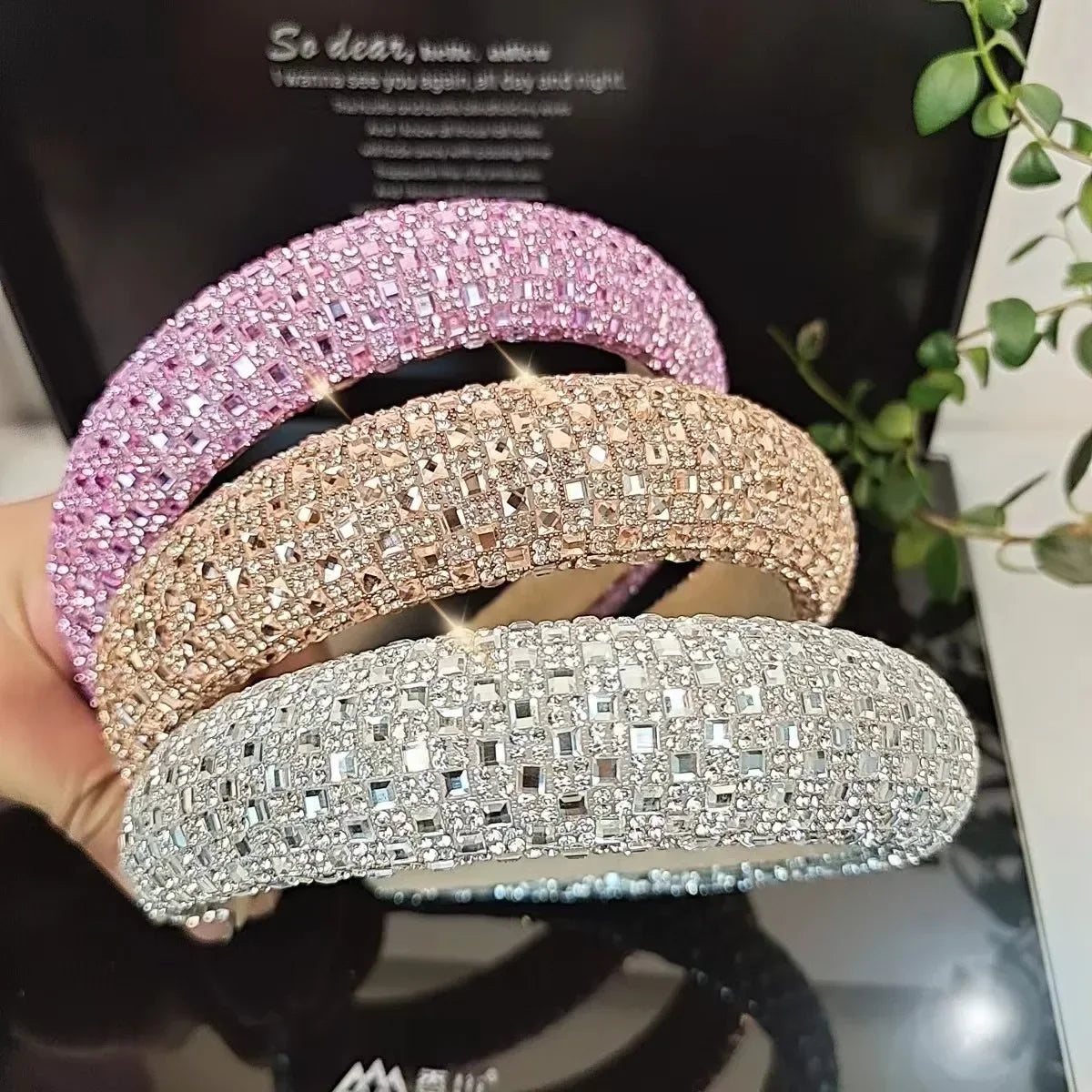 Colorful Baroque Head Hoop Luxury Women Full Crystal Rhinestones Sponge Padded Headband for Lady Girls Diamond Wide Headband