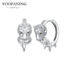 925 Sterling Silver Ear Needle Exquisite Luxury Hoop Earrings Unique Leopard Pendant Animal Design Women's Earrings Jewelry Gift