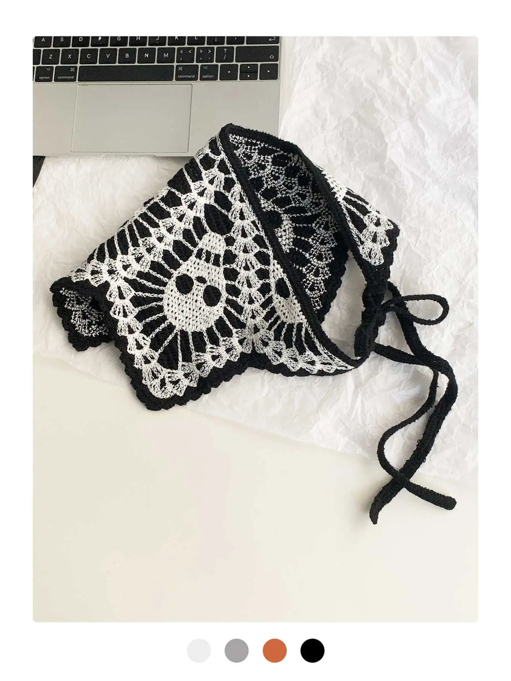 Halloween Costume Skeleton Ghost Bat Spider Web Personalized Knitted Crochet Headband Female Photo Photo Triangle Scarf Trendy