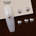 20PCS 3D Glossy Gold Silver Metallic Love Heart Various Crook Frame Solid Alloy Nail Art Rhinestones Decorations Manicure Charms
