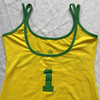 2024 Suspender Dress Women Beach Casual Short Dress Yellow Brasil Printed Long T Shirt Loose U Neck Sexy Summer Sling Mini Robe