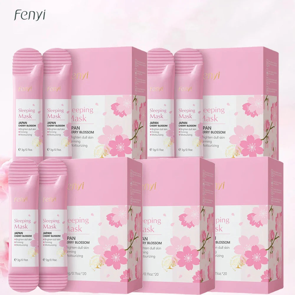 100pcs Sakura Moisturizing Sleeping Masks Travel Night Cream Facial Nourishing Improve Roughness & Dryness Skin Care Products