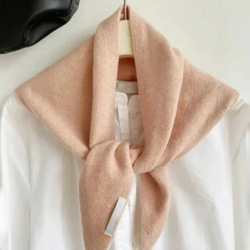British Korean Style Niche Wool Knitted Triangular Scarf Women Headscarf Knitted Scarf Multi-functional Warm Knitted Scarf