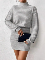 Autumn And Winter Slim Fit Fashionable Long Sleeved High Neck Slim Fit Dress Striped Women's New Dress