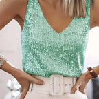 Amazon Quicktrade foreign trade explosion models Europe and the United States sexy ladies sequins summer light mature sexy V-nec