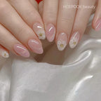 24pcs Nude French Fake Nails White Edge Almond False Nails Art Full Coverage Removable Waterproof Artificial Press on Nail