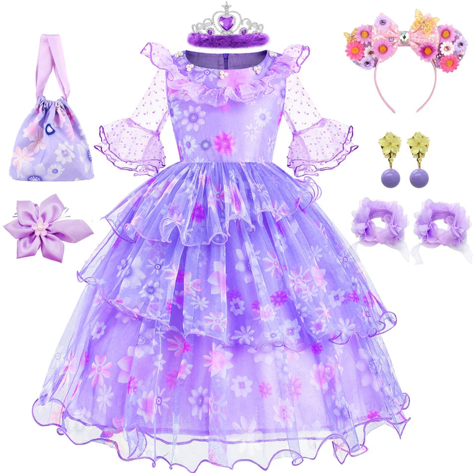 Encanto Princess Costume Isabella Dress Suit Charm for Girls Cosplay Isabela Carnival Christmas Birthday Party Mirabel Clothes
