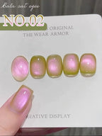 1-3pcs PSK 2025 New Whitening Purple Glass Beads Starry Crystal Nail Art Purple Glass Bead Cat Eye Gel Nail Polish Nail Supplies