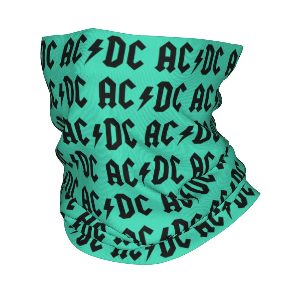 Custom Black AC DC Logo Camouflage Heavy Metal Band Bandana Neck Warmer Women Men Winter Hiking Ski Scarf Gaiter  Face Cover