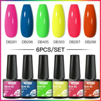 6PCS/SET Glitter Bright Pink Peach Gel Nail Polish Kit Spring Colorful Semi Permanent Soak Off Art UV Gel Varnish For Manicure