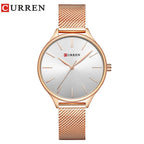CURREN Original Women's Luxury Watch Matte Dial Japanese Quartz Movement Stainless Steel Mesh Strap with Box