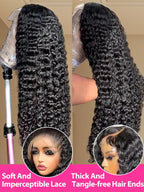 40 42 Inch Natural Color Deep Wave 13x4 13x6 HD Transparent Full Frontal Lace Curly Brazilian Human Hair Water Wigs 200 Density