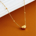 Elegant 3D Heart Pendant Bead Chain Necklace Waterproof Stainless Steel Gold-Plated Fashion Jewelry Birthday Engagement Gifts