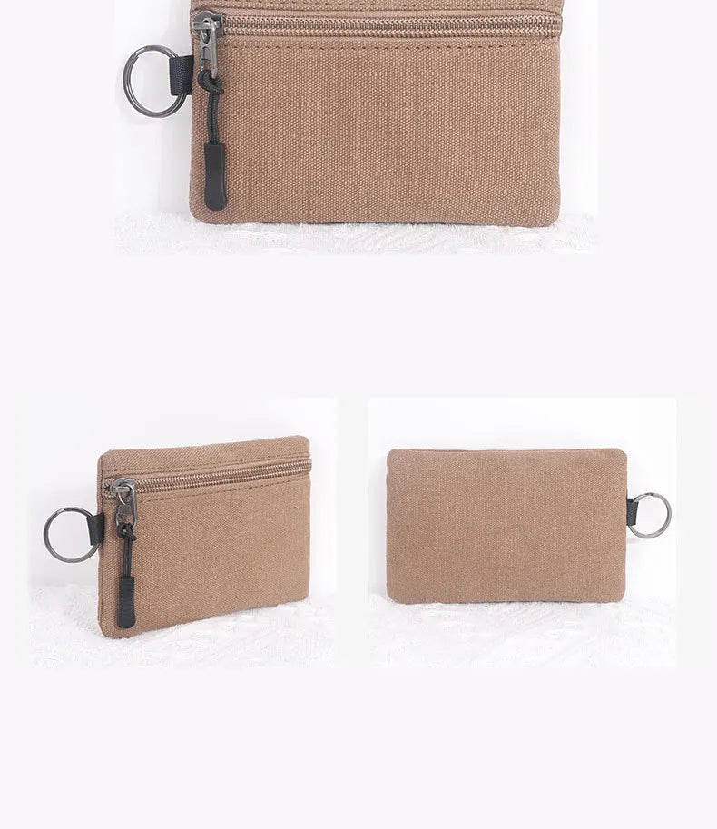 Canvas Mini Coin Wallet Bag Solid Color Zipper Key Bag Money Pocket Purse Women Men Small Card Holder Change Coin Purses