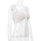 Candyhot Sexy Mesh Perspective Crop Tops Summer Y2K Lace Low cut Slim Strap Top High Street Fashion Nightclub Top Women's Wear