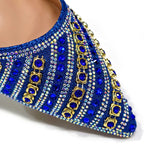 2025 Luxurious Italian Women's Party Shoes & Bag Set â€?Elegant Golden Rhinestone Spring/Summer Sandals with Pointed High Heels f
