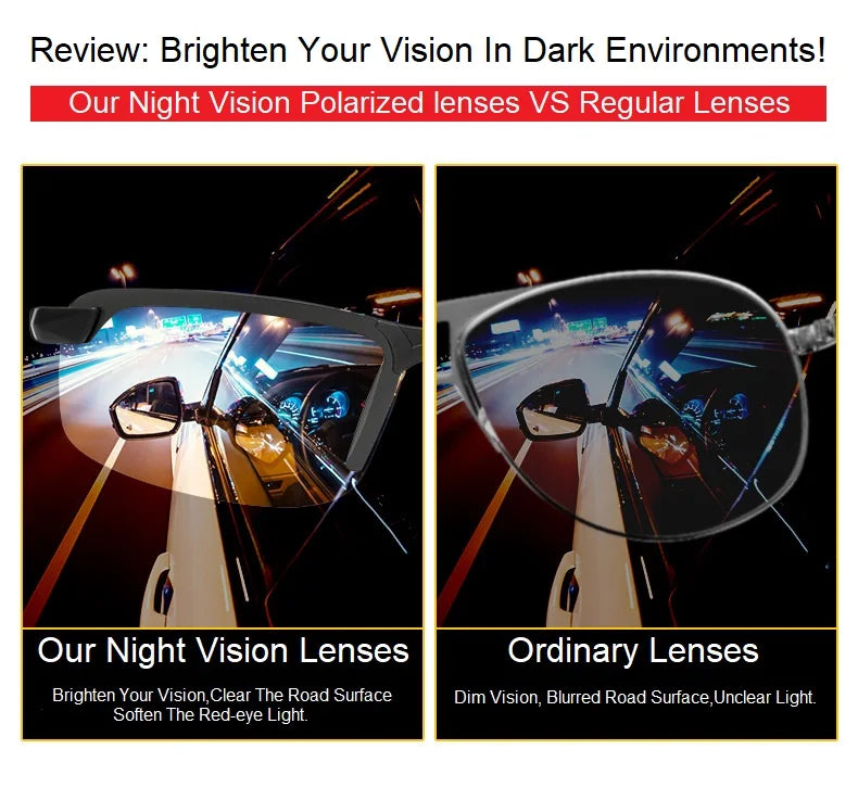 1/2PCS Night Vision Glasses Men Anti-Glare Driving Goggle Half Frame Polarized Sunglasses for Driver UV400 Day and Night Glasses