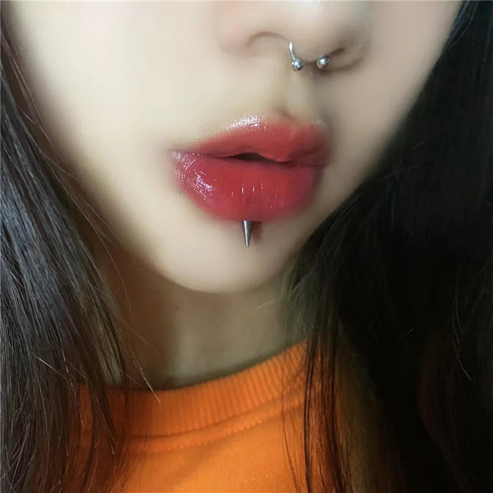 5pcs Spikes Punk Fashion Stainless Steel Lip Stud Earrings For Daily Detachable Replaceable Ball Piercing Jewelry For Men