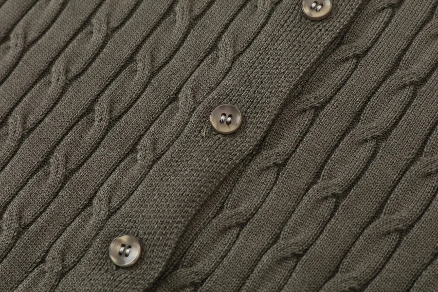 AS AW25 new design knitting cable cardigan + ribbing mockneck dress maxi length match for lady wear