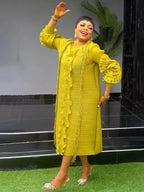 EGRM Miyake Pleated Dress Round Collar Full Sleeve Ruffles High Stretch Loose Dresses for Women 2025 New Autumn Clothing 2G3113