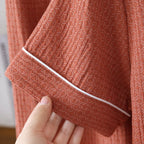 2025 New Japanese Spring/Summer Couple Pajama Set 100% Cotton Crepe Short Sleeve and Long Pants Two Piece Home Suit Thin Style