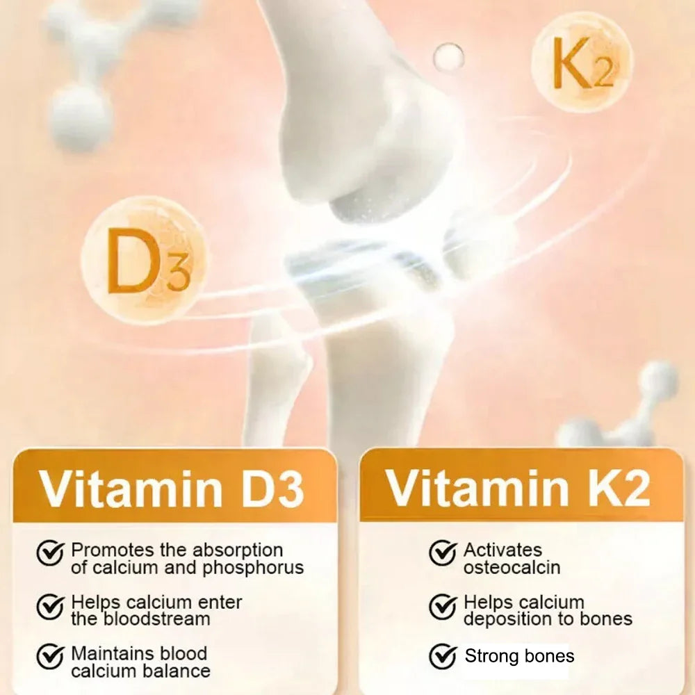 Didacat Vitamin D3+K2 Capsules, Support Calcium Absorption Bone Teeth Heart Brain Health Joints Immune Function