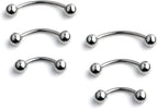 6Pcs Eyebrow Piercing Banana Shape Lip Ring Stainless Steel Curved Barbell Stud Helix Navel Cartilage Earring Body Jewelry