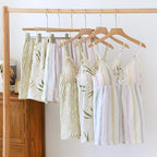 2025 Summer New Women's Two Piece Set of 100% Pure Cotton Crepe Cloth with Chest Cushion Sleepwear Sweet and Cute Home Fury