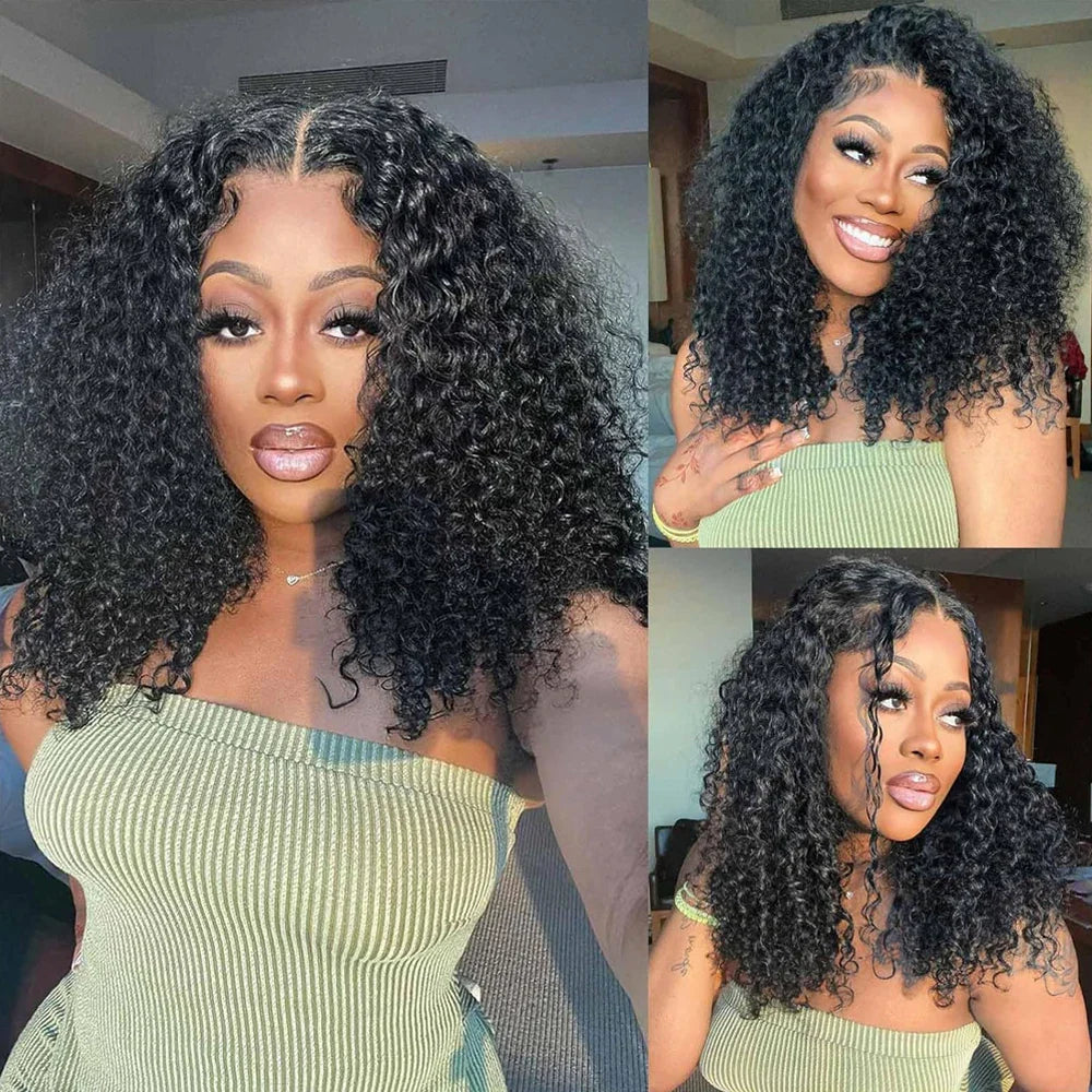 250% Density Short Bob Wig Human Hair 13x4 Lace Front Wigs Glueless Lace Frontal Wig Deep Wave Jerry Curly Wig For Black Women