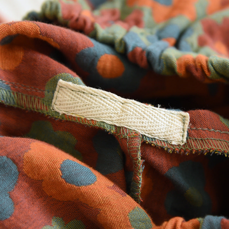 2025 New Spring/Summer Pajamas Three Piece Set Thin 100%Cotton Crepe Ladies Short Sleeves+Shorts+Pants Flip Collar Home Suit Set